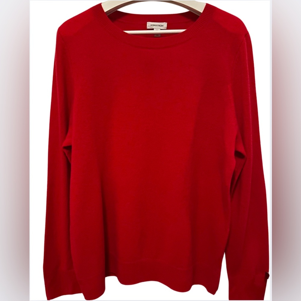 Nordstrom red 100% cashmere crewneck sweater Size XXL - Picture 2 of 13